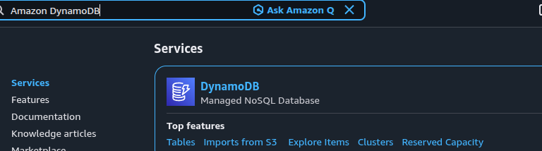 Amazon DynamoDB Console