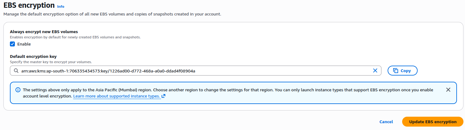 Enable EBS encryption