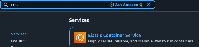 Amazon ECS console