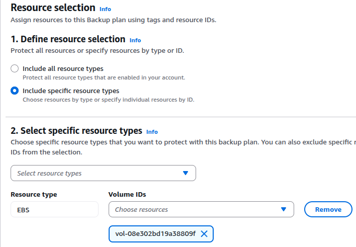 Backup resource assignment