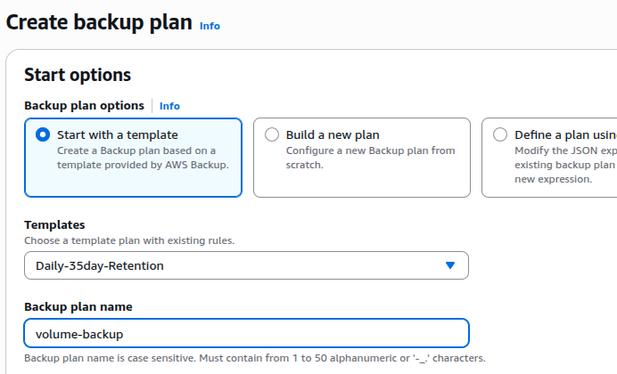 Create backup plan