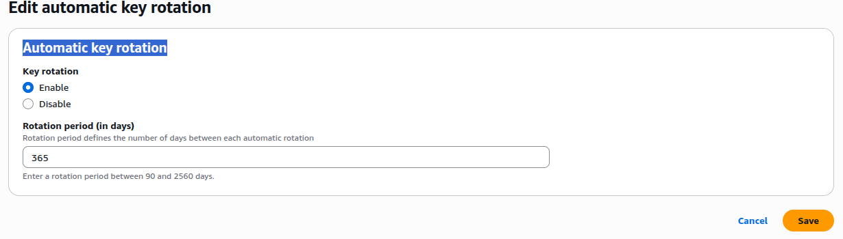 Enable KMS key rotation
