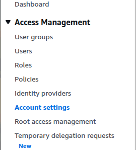 AWS IAM Account Setting