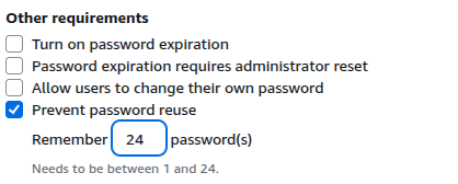 Password count policy