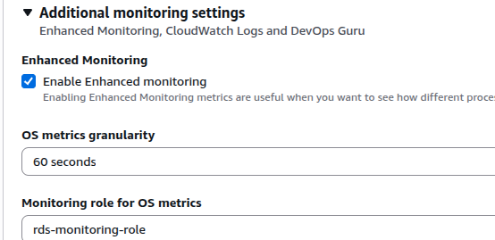 Enable RDS enhanced monitoring