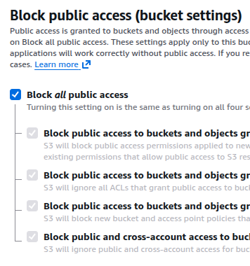 Enable block public access