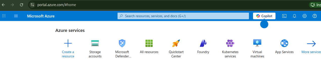 Azure Portal dashboard