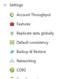 Cosmos DB backup settings