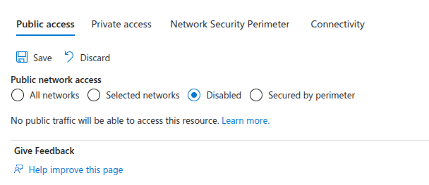 Cosmos DB Disable Public ip 