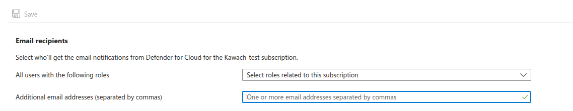 Defender for Cloud Add email 