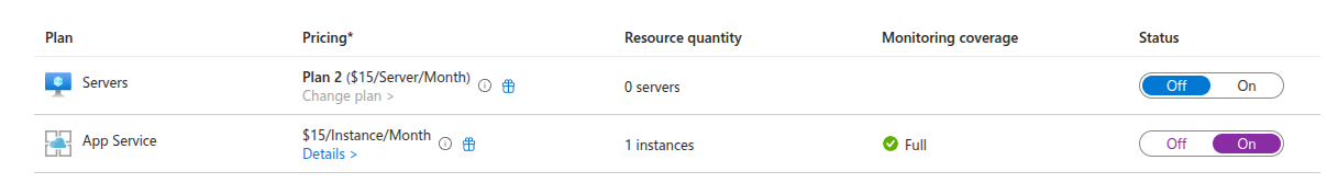 Enable Defender for App Services