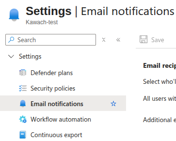 Defender for Cloud email notification settings
