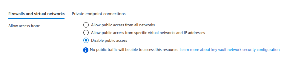 Key Vault public networking