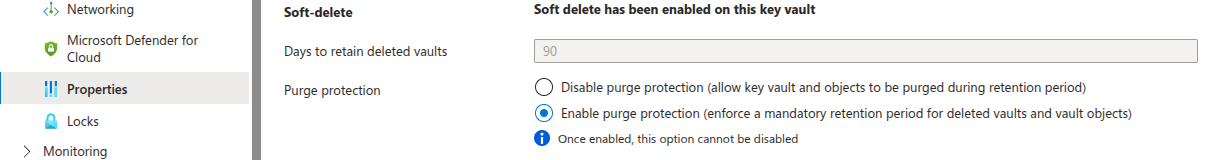 Key Vault soft delete and purge protection