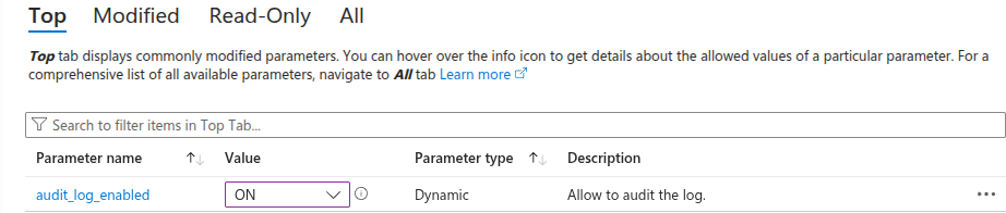 MySQL server Audit log parameters