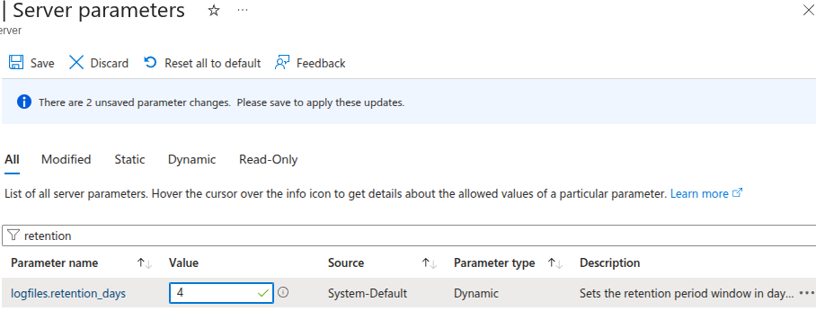 PostgreSQL server log file retention