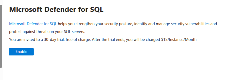 Enable Microsoft Defender for SQL