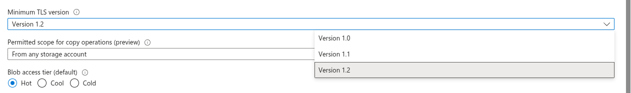 Minimum TLS version set to 1.2