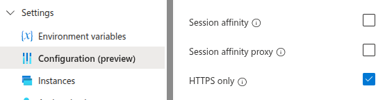 HTTPS Only setting in Azure Web App