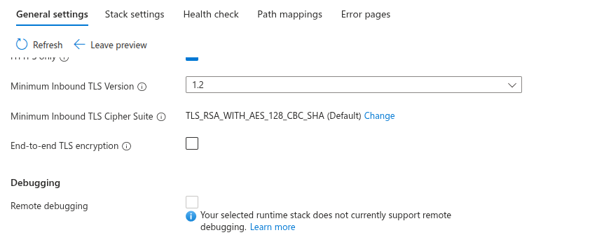 Remote debugging setting