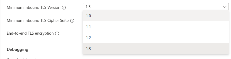 Minimum TLS version setting