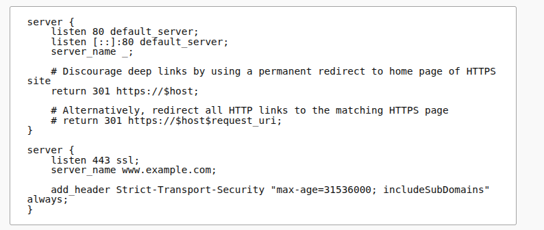 Nginx HSTS Server Block