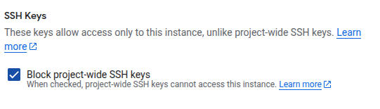 Block Project-Wide SSH Keys