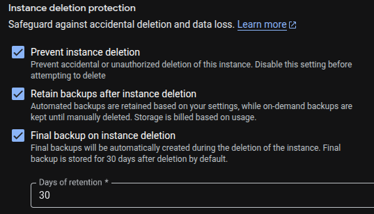 Cloud SQL Instance Deletion