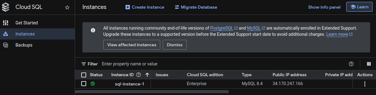 Cloud Sql Instance