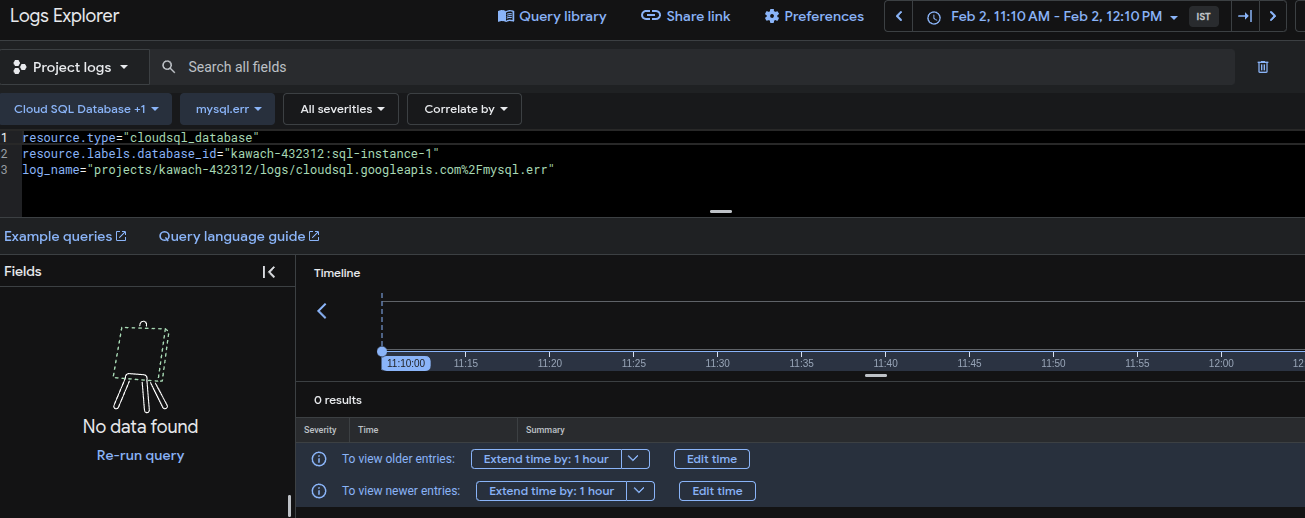 Cloud SQL Log Export
