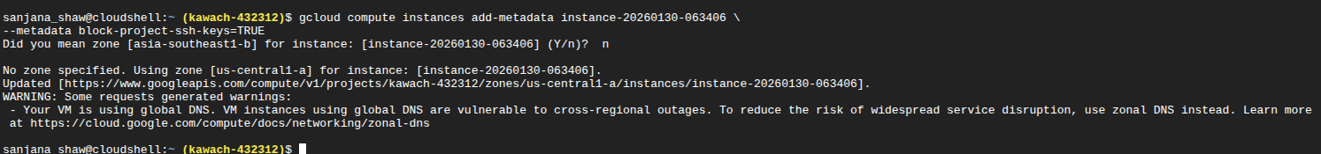 Block Project-Wide SSH Keys