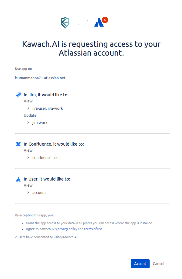 Atlassian Authorization Page
